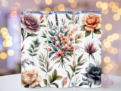 Boho Flowers 20oz Tumbler Wrap Sublimation Design, Straight Tapered Tumbler Wrap, Boho Floral Tumbler Png, Instant Digital Download Sublimation SvggirlplusArt 