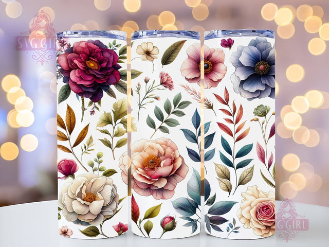 Boho Flowers 20oz Tumbler Wrap Sublimation Design, Straight Tapered Tumbler Wrap, Boho Floral Tumbler Png, Instant Digital Download Sublimation SvggirlplusArt 