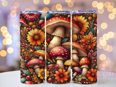 Boho Forest Core Red Mushrooms 20oz Tumbler Wrap Sublimation Design, Straight Tapered Tumbler Wrap, Mushrooms Tumbler Png, Instant Digital Download Sublimation SvggirlplusArt 