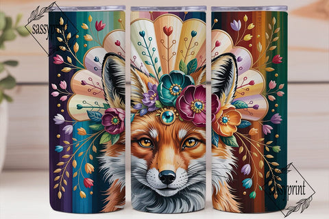 Boho Fox Floral Dream 20oz Tumbler Wrap Sublimation sassyprint 