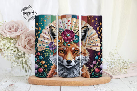 Boho Fox Floral Dream 20oz Tumbler Wrap Sublimation sassyprint 