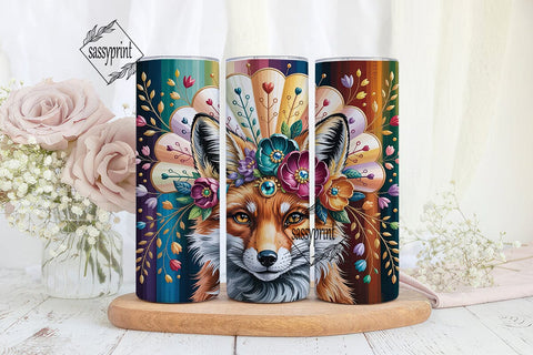 Boho Fox Floral Dream 20oz Tumbler Wrap Sublimation sassyprint 