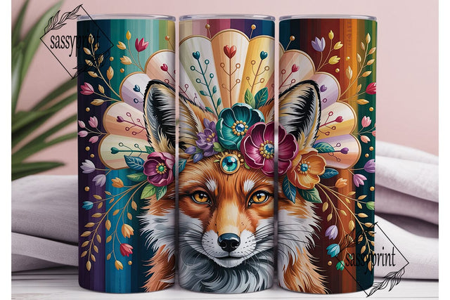 Boho Fox Floral Dream 20oz Tumbler Wrap Sublimation sassyprint 
