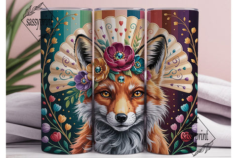 Boho Fox Floral Dream 20oz Tumbler Wrap Sublimation sassyprint 