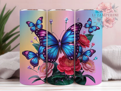 Boho Gem Butterfly Floral Tumbler, Gem Floral Tumbler, Seamless Boho Wrap, Whimsical Butterfly Wrap, Artistic Gem Wrap, Sublimation Design, Trendy Gift Idea Sublimation Li Zamperini 