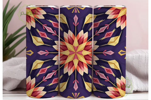 Boho Geo Floral 20oz Tumbler Wrap Sublimation PixelChick 