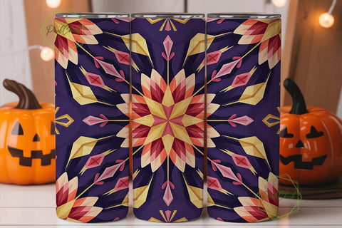 Boho Geo Floral 20oz Tumbler Wrap Sublimation PixelChick 