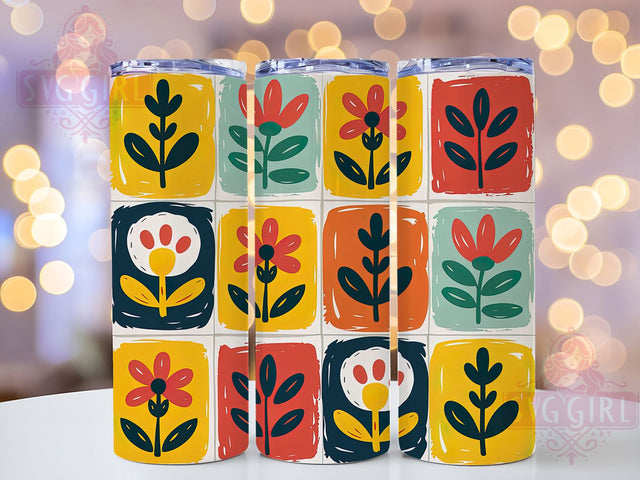 Boho Geometric Abstract Floral Tumbler, Abstract Geometric Cup, 20Oz Tumbler Wrap, Sublimation Boho Design, Colorful Bohemian Drinkware, Artistic Floral Mug Wrap, Modern Boho Tumbler Sublimation SvggirlplusArt 