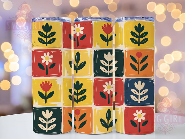 Boho Geometric Abstract Floral Tumbler, Abstract Geometric Cup, 20Oz Tumbler Wrap, Sublimation Boho Design, Colorful Bohemian Drinkware, Artistic Floral Mug Wrap, Modern Boho Tumbler Sublimation SvggirlplusArt 