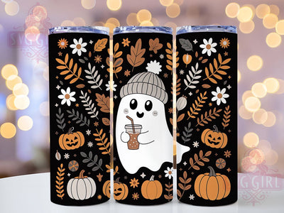 Boho Ghost Fall Floral 20oz Tumbler, Fall Floral, Autumn Tumbler, Halloween Boho, Floral Ghost, Sublimation Wrap, 20Oz Tumbler Sublimation SvggirlplusArt 