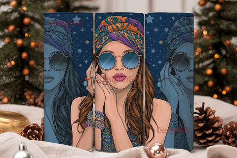 Boho Girl 20oz Tumbler Wrap Sublimation DesignSVG 