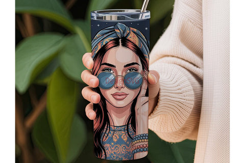 Boho Girl 20oz Tumbler Wrap Sublimation DesignSVG 