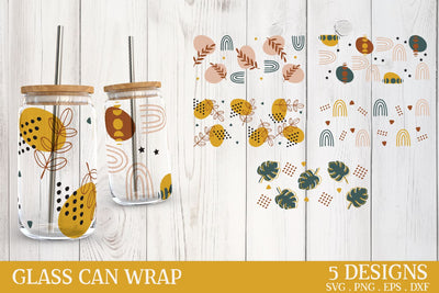 Boho Glass Can Wrap SVG | Libby Glass Cup SVG Petunia Digital Design 