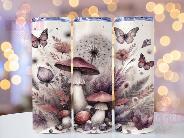 Boho Goth Mushroom Crystal Witchy Tumbler, Goth Mushroom Design, Crystal Tumbler PNG, Cute Witchy Tumbler, 20oz Sublimation Wrap, Aesthetic Mushroom Cup, Mystical Tumbler Design Sublimation SvggirlplusArt 