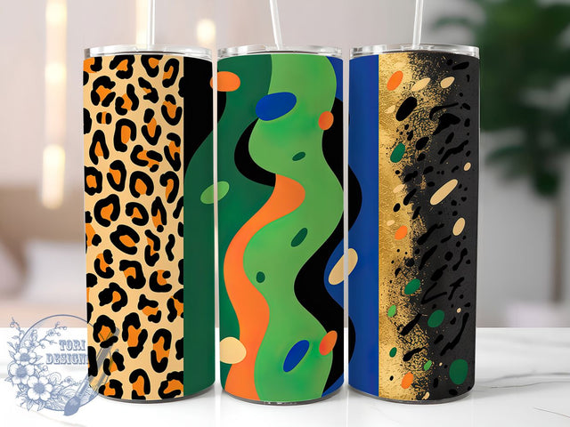 Boho Grunge Leopard Print Tumbler, Grunge Abstract Wrap, 20Oz Skinny Tumbler, Animal Print Sublimation, Bohemian Style Tumbler, Edgy Leopard Design, Trendy Tumbler Wrap Sublimation ToriDesigns 