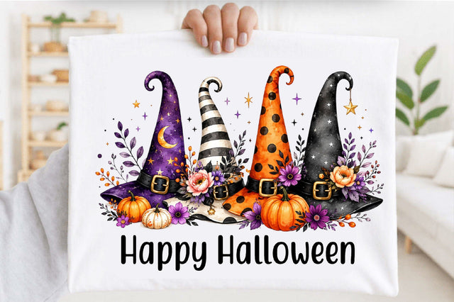 Boho Halloween Witch Hats Clipart PNG Sublimation SVGArt 
