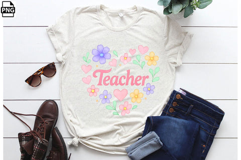 Boho Heart Teacher Back To School PNG Printable File Sublimation Creativedesigntee 