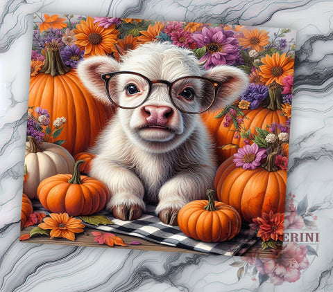 Boho Highland Cow 20oz Tumbler Wrap PNG, Cute Fall Tumbler PNG Sublimation Design, Straight & Tapered Tumbler Wrap, Instant Digital Download Sublimation Li Zamperini 