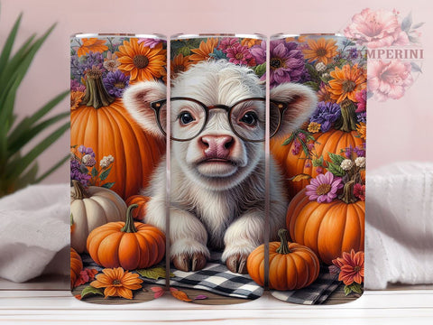 Boho Highland Cow 20oz Tumbler Wrap PNG, Cute Fall Tumbler PNG Sublimation Design, Straight & Tapered Tumbler Wrap, Instant Digital Download Sublimation Li Zamperini 