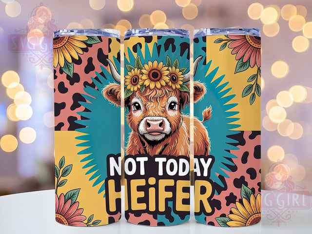 Boho Highland Cow Funny Tumbler, Not Today Heifer Sublimation, Western Cowgirl Drinkware, 20oz Skinny Tumbler Wrap, Funny Farm Quote Wrap, Desert Vibes Sublimation Design, Rustic Ranch Tumbler Wrap Sublimation SvggirlplusArt 