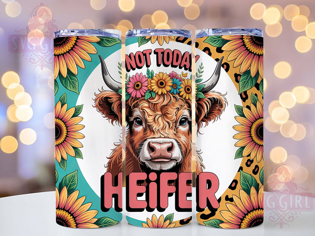 Boho Highland Cow Funny Tumbler, Not Today Heifer Sublimation, Western Cowgirl Drinkware, 20oz Skinny Tumbler Wrap, Funny Farm Quote Wrap, Desert Vibes Sublimation Design, Rustic Ranch Tumbler Wrap Sublimation SvggirlplusArt 
