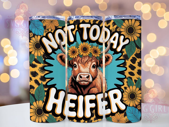 Boho Highland Cow Funny Tumbler, Not Today Heifer Sublimation, Western Cowgirl Drinkware, 20oz Skinny Tumbler Wrap, Funny Farm Quote Wrap, Desert Vibes Sublimation Design, Rustic Ranch Tumbler Wrap Sublimation SvggirlplusArt 