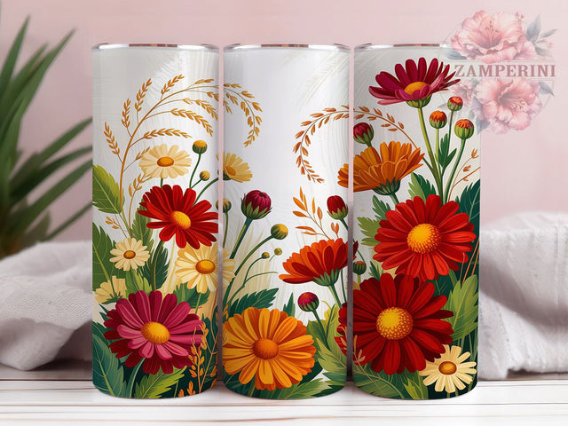 Boho Hippie Floral Tumbler, Artistic Flower Pattern, Hippie Chic Design, 20Oz Sublimation Wrap, Free Spirit Floral Art, Vintage Hippie Texture, Tumbler Sublimation Sublimation Li Zamperini 