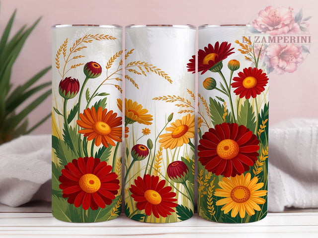 Boho Hippie Floral Tumbler, Artistic Flower Pattern, Hippie Chic Design, 20Oz Sublimation Wrap, Free Spirit Floral Art, Vintage Hippie Texture, Tumbler Sublimation Sublimation Li Zamperini 