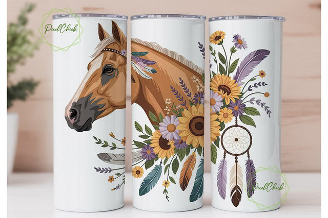 Boho Horse Dreamcatcher 20oz Tumbler Sublimation PixelChick 