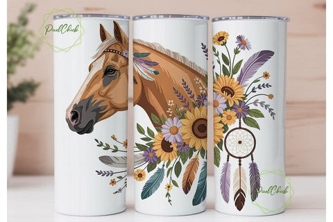 Boho Horse Dreamcatcher 20oz Tumbler Sublimation PixelChick 