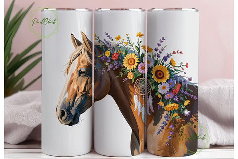Boho Horse Dreamcatcher 20oz Tumbler Sublimation PixelChick 