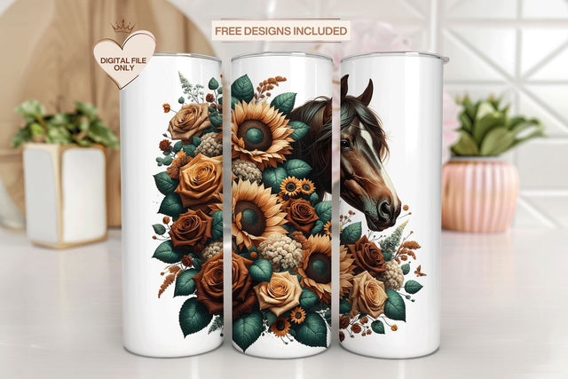 Boho Horse Tumbler Wrap Design 20oz Tumbler Sublimation Sublimation BijouBay 