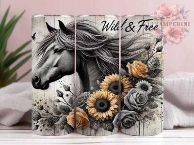 Boho Horse Wild & Free 20oz Equestrian Tumbler, 20oz Sublimation Tumbler, Equestrian Drinkware, Bohemian Horse Decor, Custom Horse Tumbler, Horse Lover Gift Sublimation Li Zamperini 