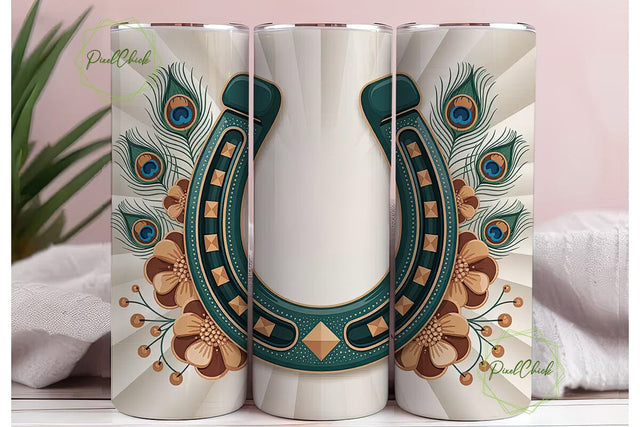 Boho Horseshoe 20oz Tumbler Wrap Sublimation PixelChick 