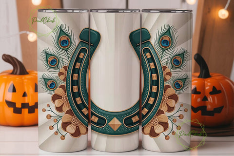 Boho Horseshoe 20oz Tumbler Wrap Sublimation PixelChick 