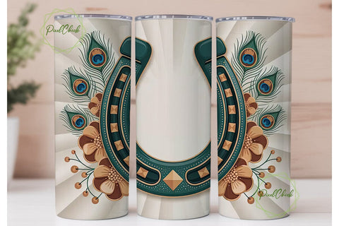 Boho Horseshoe 20oz Tumbler Wrap Sublimation PixelChick 