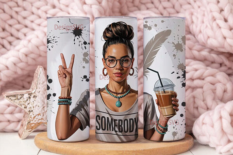 Boho Iced Coffee Girl 20oz Tumbler Wrap Sublimation DesignSVG 