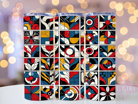 Boho Inspiration, Abstract Geometric, Geometric Colors, 20oz Tumbler, Tumbler Wrap, Sublimation Design, Bohemian Tumbler Sublimation SvggirlplusArt 