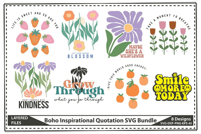 Boho Inspirational Quotation SVG Bundle SVG shah alam 
