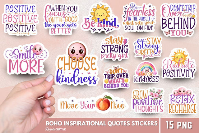 Boho Inspirational Quotes Sticker Bundle Sublimation Regulrcrative 