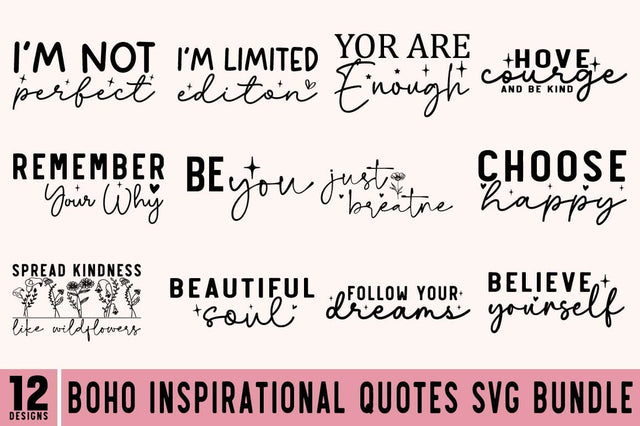 Boho Inspirational Quotes SVG Bundle SVG Regulrcrative 