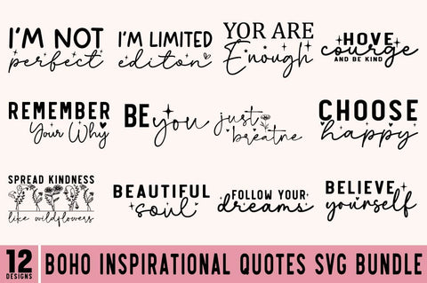 Boho Inspirational Quotes SVG Bundle SVG Regulrcrative 