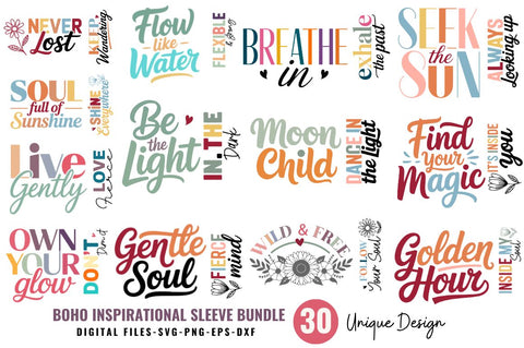 Boho Inspirational Sleeve SVG Bundle, Inspirational Sleeve SVG SVG Regulrcrative 