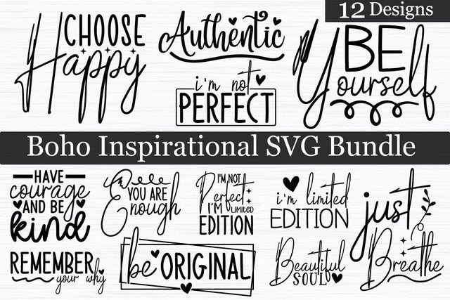 Boho Inspirational SVG Bundle, Boho Inspirational Design, Inspirational Quotes SVG akazaddesign 