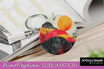 Boho Keychain - Minimalist Landscape Sublimation Design Sublimation OrangeBrushStudio 