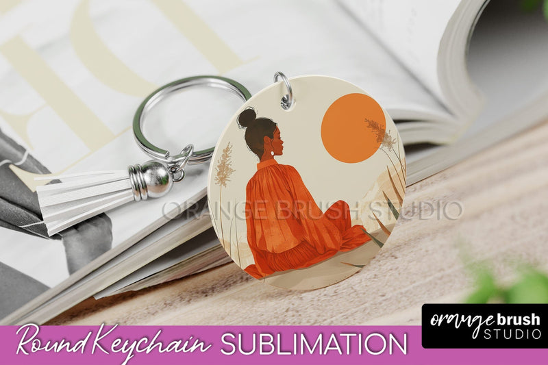 Boho Keychain - Minimalist Landscape Sublimation Design Sublimation OrangeBrushStudio 