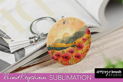 Boho Keychain - Minimalist Landscape Sublimation Design Sublimation OrangeBrushStudio 