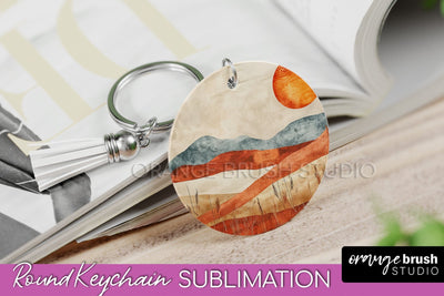 Boho Keychain - Minimalist Landscape Sublimation Design Sublimation OrangeBrushStudio 