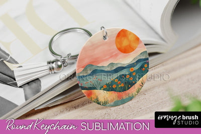 Boho Keychain - Minimalist Landscape Sublimation Design Sublimation OrangeBrushStudio 