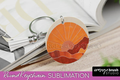 Boho Keychain - Minimalist Landscape Sublimation Design Sublimation OrangeBrushStudio 
